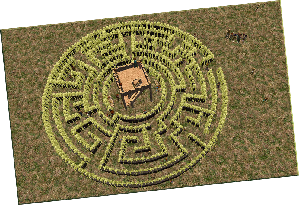 My Adventures In SketchUp: CSO Study: GTT’s Hedge Maze - Screenshot Displaying Trial Model Lined Up With GTT's Hedge Maze Master, Image 01